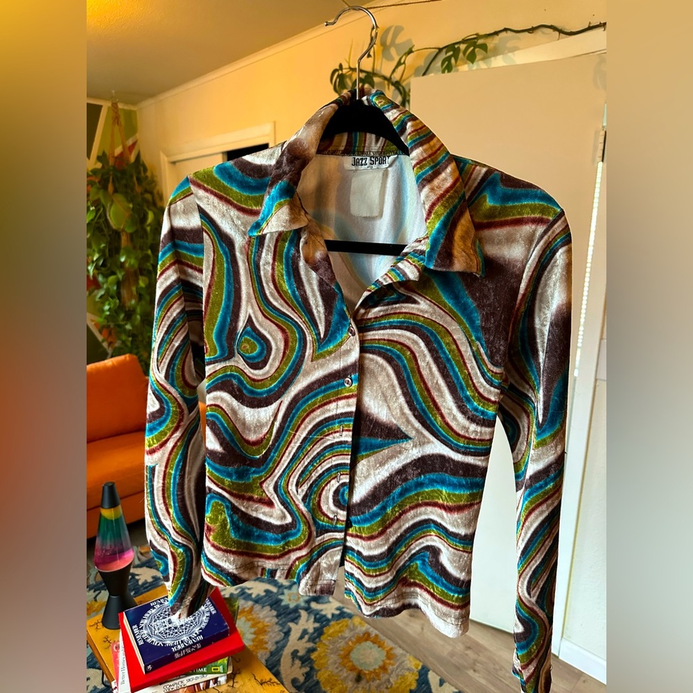 Vintage 70s velvet button down top Jazzsport